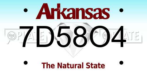 7D58O4 Arkansas License Plate