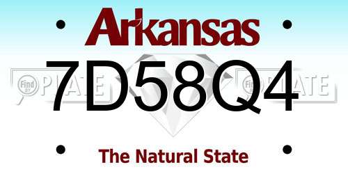 7D58Q4 Arkansas License Plate