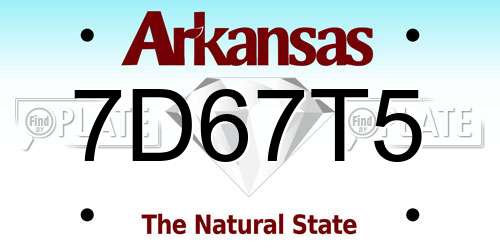7D67T5 Arkansas License Plate