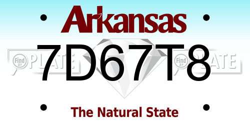 7D67T8 Arkansas License Plate