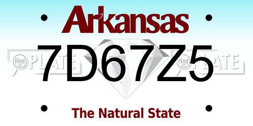 7D67Z5 Arkansas License Plate