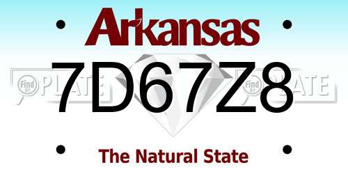 7D67Z8 Arkansas License Plate