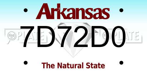 7D72D0 Arkansas License Plate