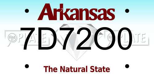 7D72O0 Arkansas License Plate