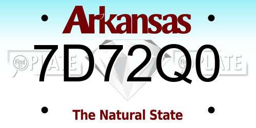 7D72Q0 Arkansas License Plate