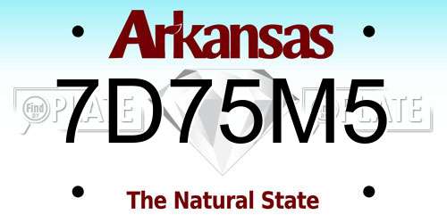 7D75M5 Arkansas License Plate