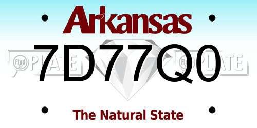 7D77Q0 Arkansas License Plate