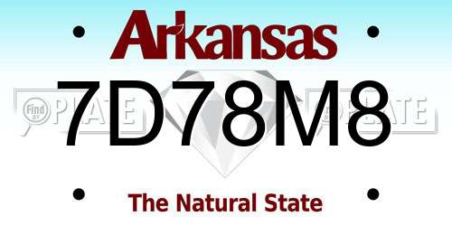 7D78M8 Arkansas License Plate