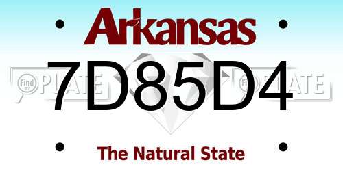 7D85D4 Arkansas License Plate
