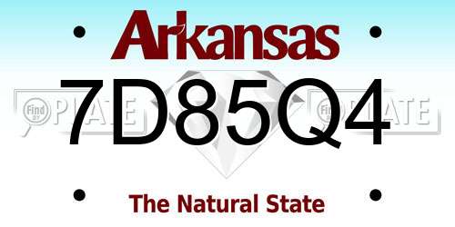 7D85Q4 Arkansas License Plate