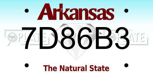 7D86B3 Arkansas License Plate