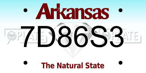 7D86S3 Arkansas License Plate