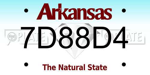 7D88D4 Arkansas License Plate