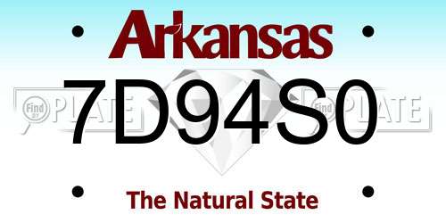 7D94S0 Arkansas License Plate