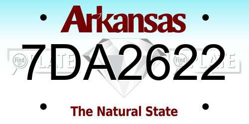7DA2622 Arkansas License Plate