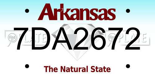 7DA2672 Arkansas License Plate