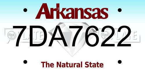 7DA7622 Arkansas License Plate
