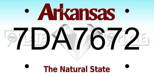 7DA7672 Arkansas License Plate