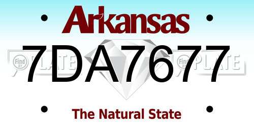 7DA7677 Arkansas License Plate