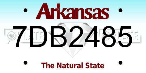 7DB2485 Arkansas License Plate