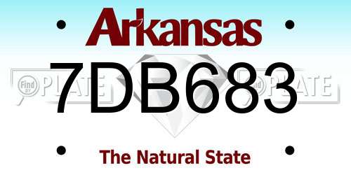 7DB683 Arkansas License Plate
