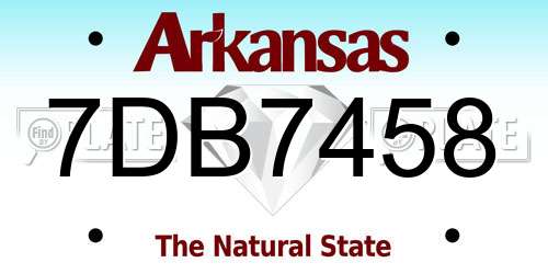 7DB7458 Arkansas License Plate