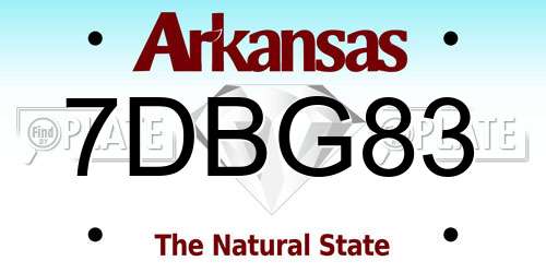 7DBG83 Arkansas License Plate