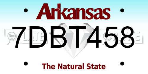 7DBT458 Arkansas License Plate