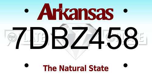 7DBZ458 Arkansas License Plate