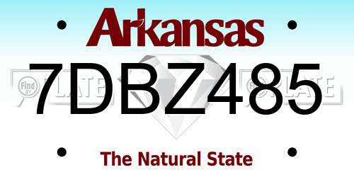7DBZ485 Arkansas License Plate