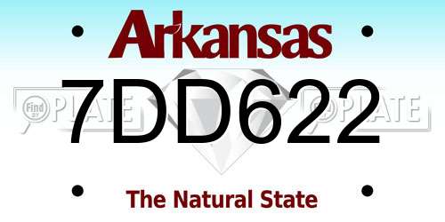 7DD622 Arkansas License Plate