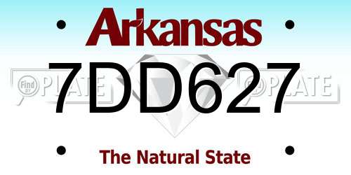 7DD627 Arkansas License Plate