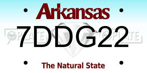 7DDG22 Arkansas License Plate