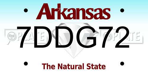 7DDG72 Arkansas License Plate