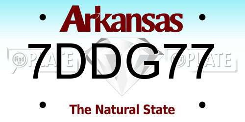 7DDG77 Arkansas License Plate
