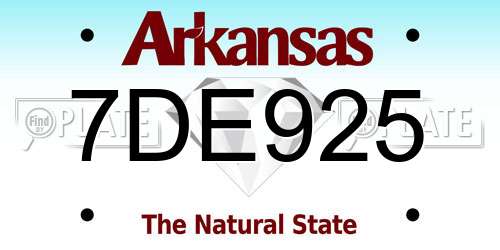 7DE925 Arkansas License Plate