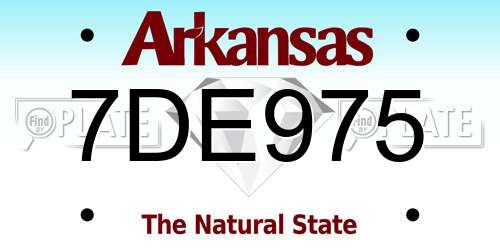 7DE975 Arkansas License Plate