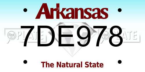 7DE978 Arkansas License Plate