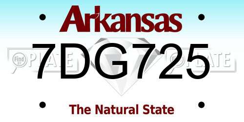 7DG725 Arkansas License Plate