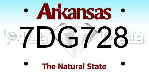7DG728 Arkansas License Plate