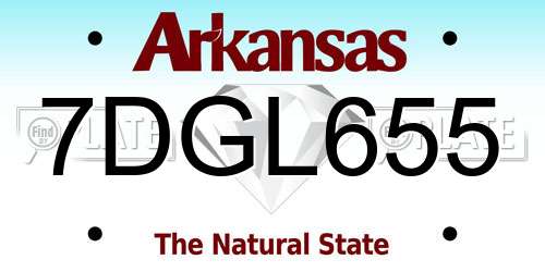 7DGL655 Arkansas License Plate