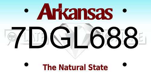 7DGL688 Arkansas License Plate