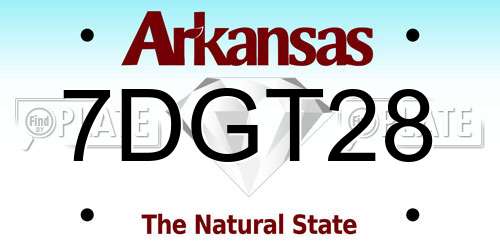 7DGT28 Arkansas License Plate