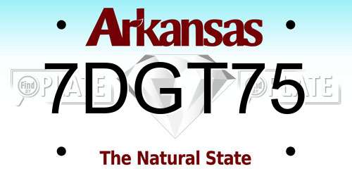 7DGT75 Arkansas License Plate