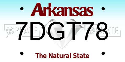 7DGT78 Arkansas License Plate