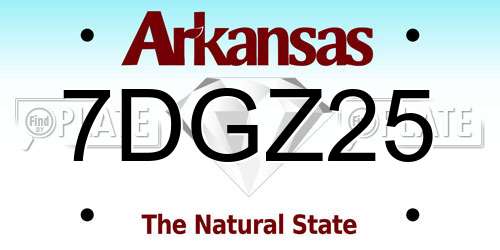 7DGZ25 Arkansas License Plate