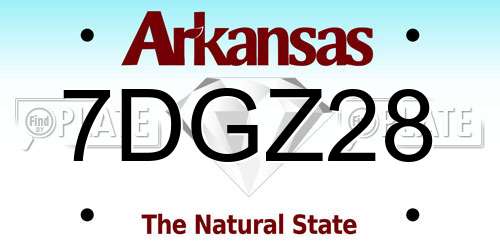 7DGZ28 Arkansas License Plate