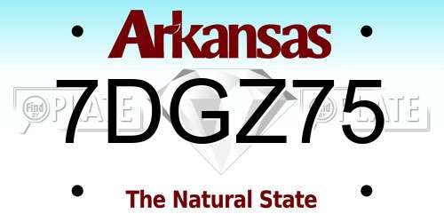 7DGZ75 Arkansas License Plate