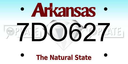 7DO627 Arkansas License Plate