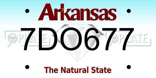 7DO677 Arkansas License Plate